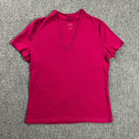 Talbots Top Womens Medium Pink V-Neck Casual Short‎ Sleeve Pima Cotton - Picture 1 of 8